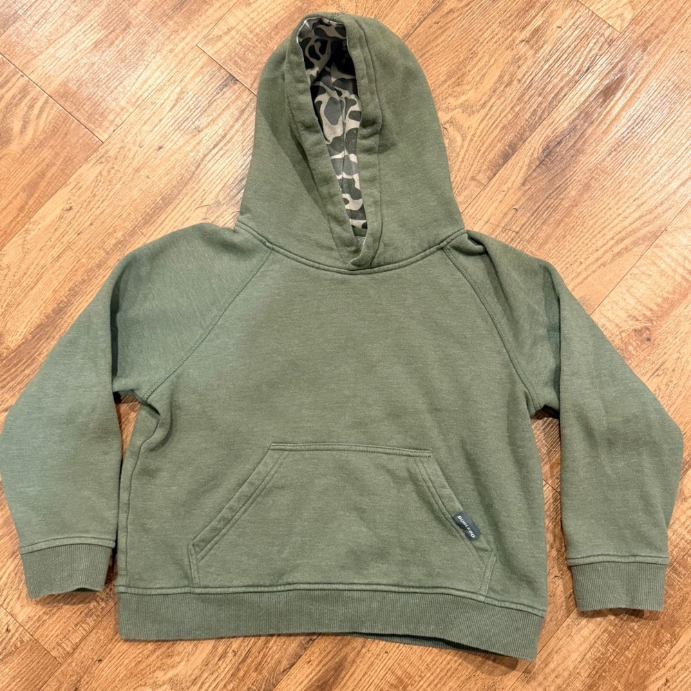 Burlebo Boys Olive Green Camo Lined Fleece Hoodie Sweatshirt Size Medium 8